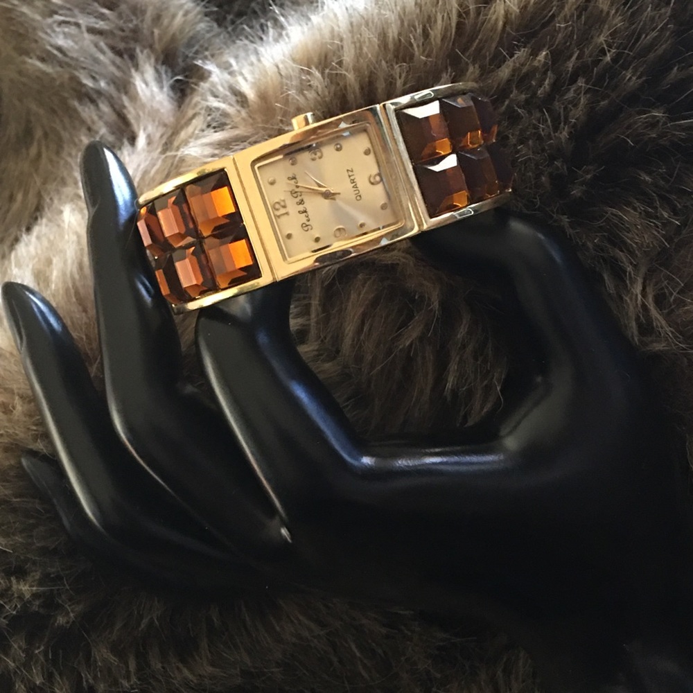 Peck & Peck brown topaz stone cuff watch